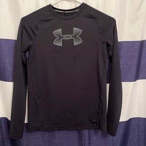 Girls Under Armour Top Long Sleeve fitted Black YLG Youth Large